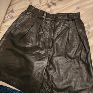 High Waist Black Leather Shorts